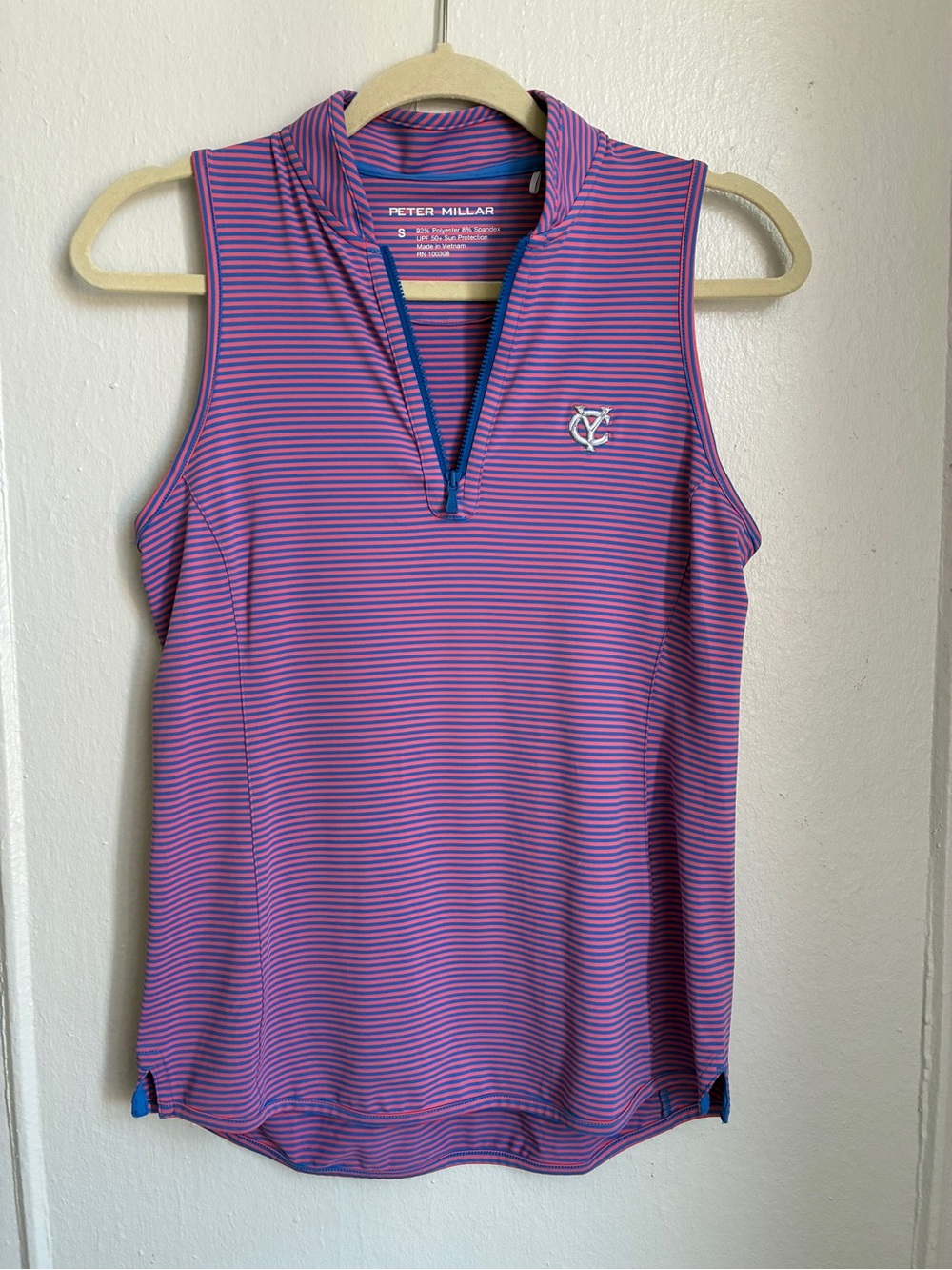 Peter Millar 1/4 Zip Sleeveless Golf Top UPF 50+ Sun Protection Size Small